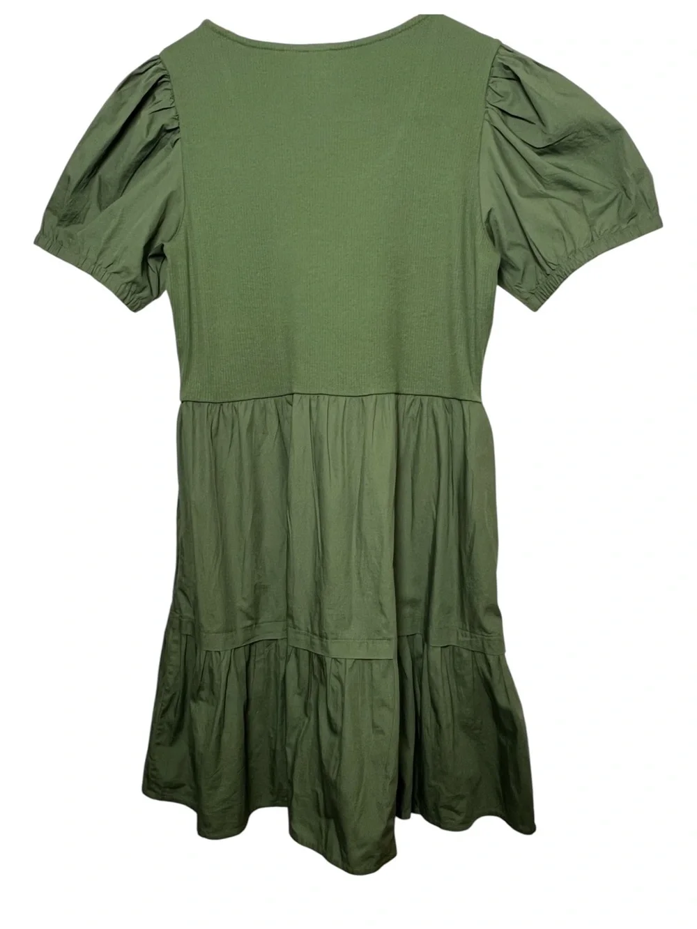 J.Crew Women’s Size L US Puff Sleeve Knit Mixy Mini Dress Olive Green